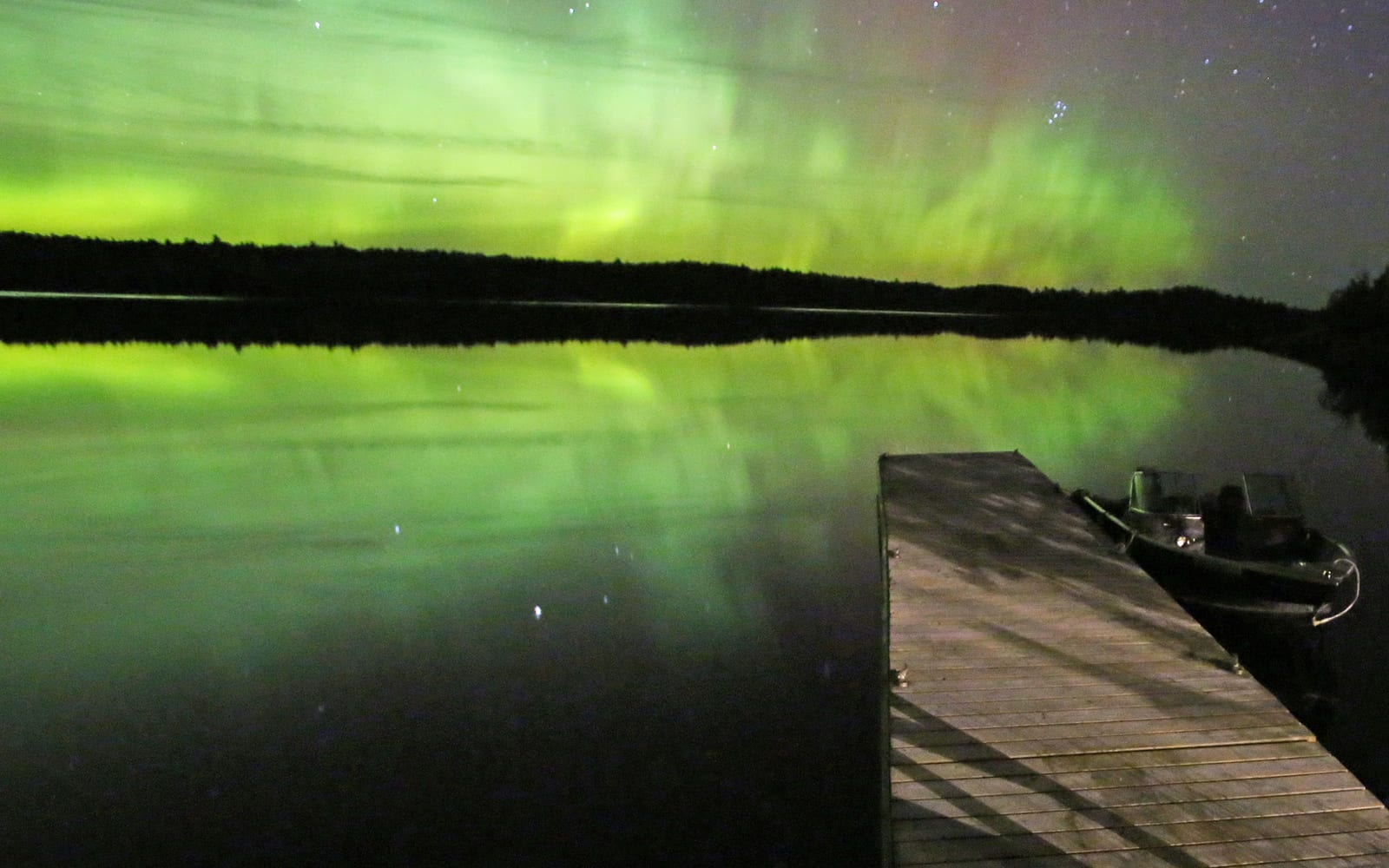 Northern Lights over Voyageurs National Park waters
